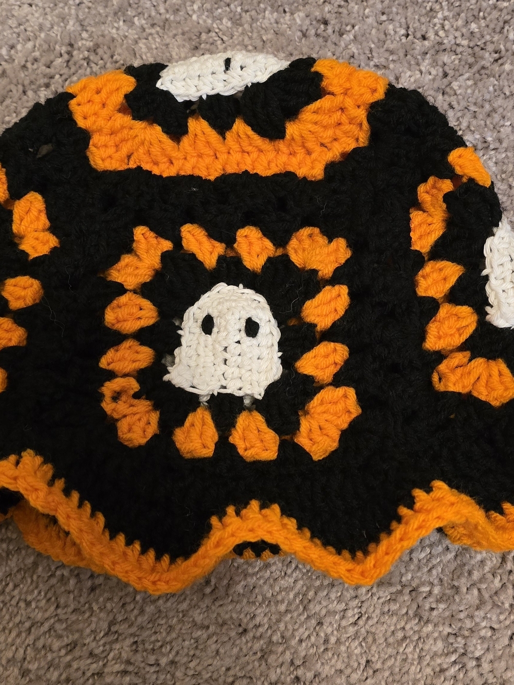 Handmade Black & Orange Ghost Crochet Kids Costume Skirt